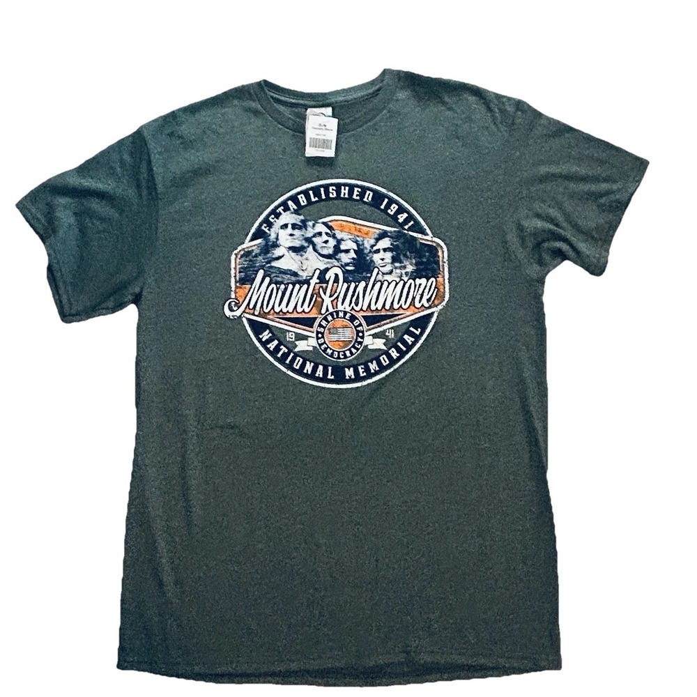 Mount Rushmore T Shirt NEW Men's Medium Forest Green - Graphic Cotton Blend NWT